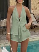Conjunto Casual de Verano Halter y Espalda Descubierta