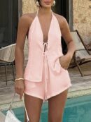 Conjunto Casual de Verano Halter y Espalda Descubierta