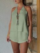 Conjunto Casual de Verano Halter y Espalda Descubierta