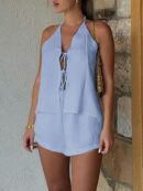 Conjunto Casual de Verano Halter y Espalda Descubierta