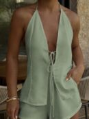 Conjunto Casual de Verano Halter y Espalda Descubierta