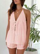 Conjunto Casual de Verano Halter y Espalda Descubierta