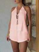 Conjunto Casual de Verano Halter y Espalda Descubierta