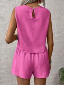 Set de Top Sin Mangas y Shorts a Juego en Color Sólido