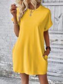 Vestido Casual Manga Murciélago con Bolsillo Oculto