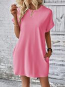 Vestido Casual Manga Murciélago con Bolsillo Oculto