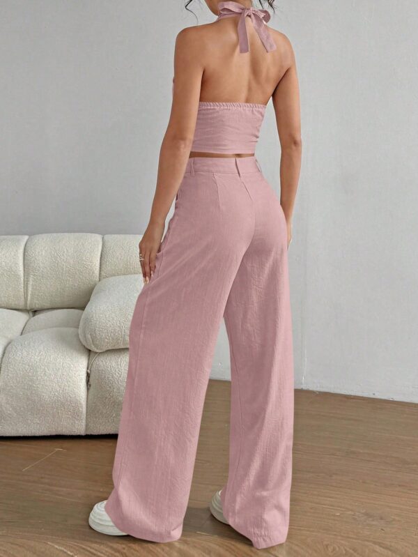 Set de 2 Piezas: Top Halter con Lazada y Pantalón Recto Casual - Image 28