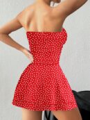 Vestido Mini Strapless Sexy con Estampado de Leopardo y Dobladillo Volante Doble