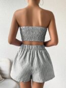 Set Casual 2 piezas: Top Bandeau a Rayas y Shorts con Bolsillo