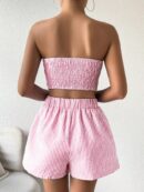 Set Casual 2 piezas: Top Bandeau a Rayas y Shorts con Bolsillo