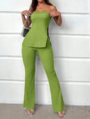 Conjunto Bandeau y Falda Maxi con Abertura Lateral