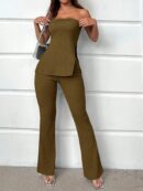 Conjunto Bandeau y Falda Maxi con Abertura Lateral