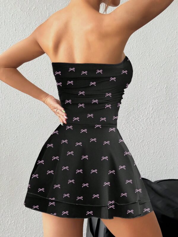 Vestido Mini Strapless Sexy con Estampado de Leopardo y Dobladillo Volante Doble - Image 32