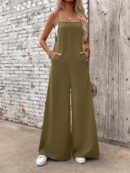 Mono Casual de Pierna Ancha con Tirantes Finos y Espalda Descubierta