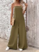Mono Casual de Pierna Ancha con Tirantes Finos y Espalda Descubierta