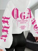 Buzo con Capucha Estampado de Letras, Casual para uso Diario