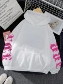 Buzo con Capucha Estampado de Letras, Casual para uso Diario