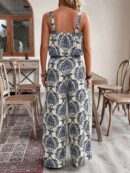Conjunto Vacacional Boho para Mujer: Top Camisola Crop + Pantalones Largos Estampados