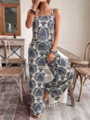 Conjunto Vacacional Boho para Mujer: Top Camisola Crop + Pantalones Largos Estampados