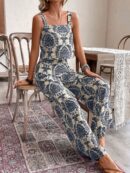 Conjunto Vacacional Boho para Mujer: Top Camisola Crop + Pantalones Largos Estampados