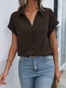 Camisa Casual de Manga Murciélago con Botones Frontales