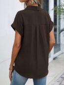 Camisa Casual de Manga Murciélago con Botones Frontales