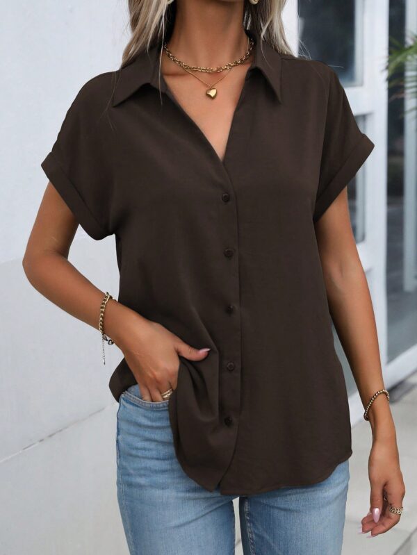 Camisa Casual de Manga Murciélago con Botones Frontales - Image 164