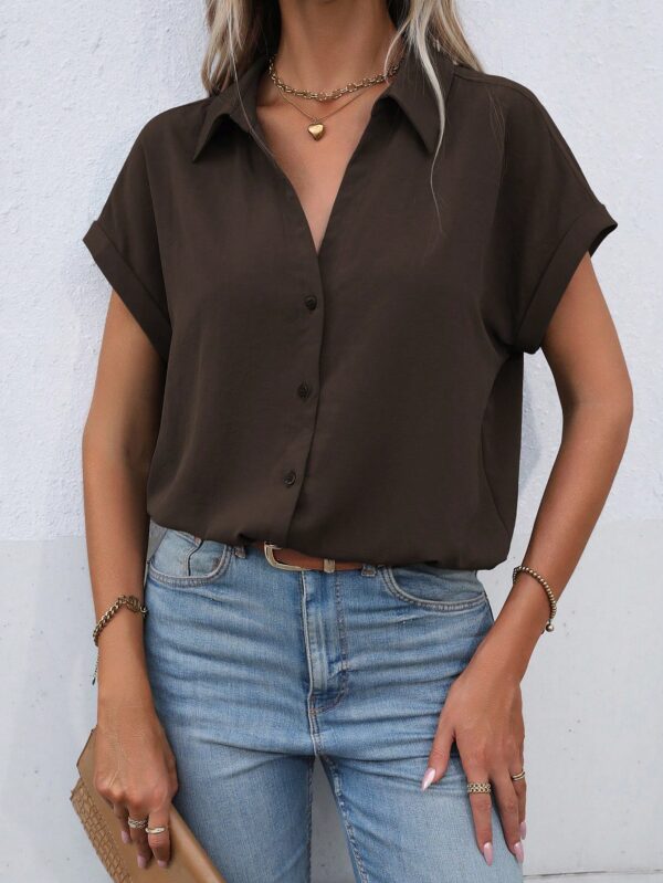 Camisa Casual de Manga Murciélago con Botones Frontales - Image 165