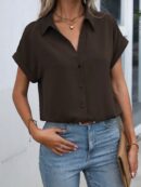 Camisa Casual de Manga Murciélago con Botones Frontales