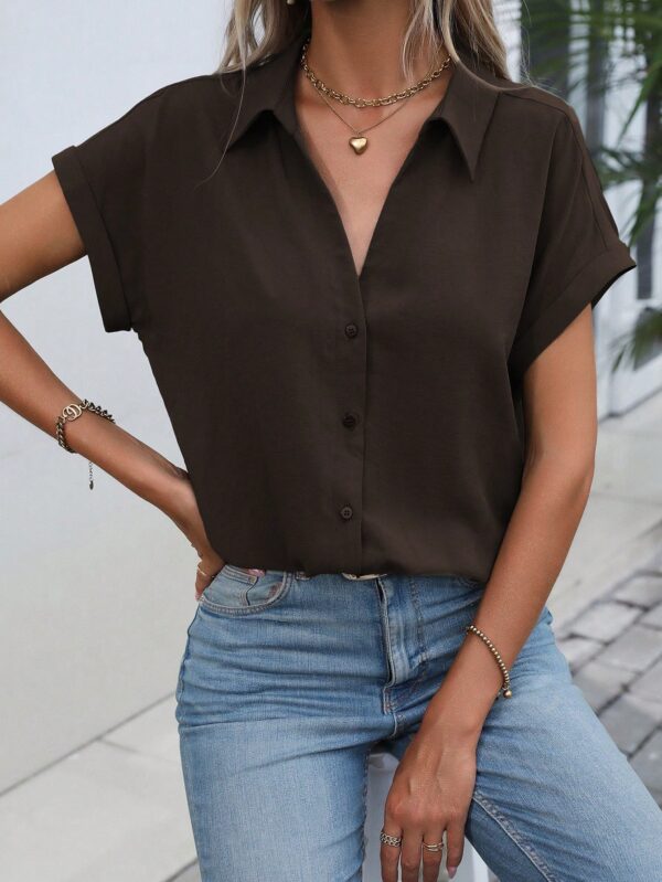 Camisa Casual de Manga Murciélago con Botones Frontales - Image 167