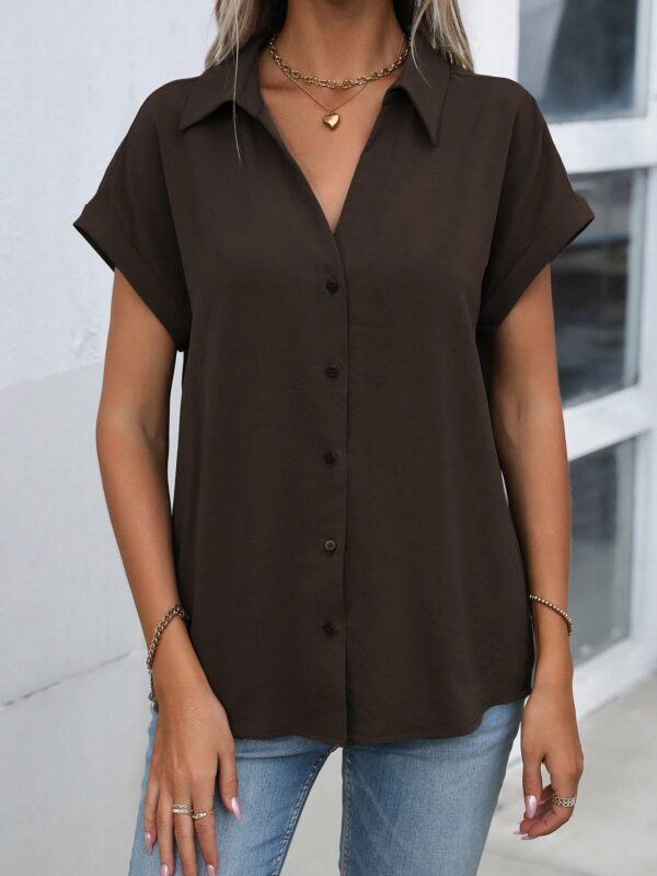 Camisa Casual de Manga Murciélago con Botones Frontales - Image 168