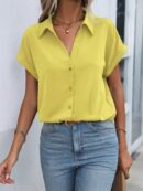 Camisa Casual de Manga Murciélago con Botones Frontales