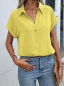 Camisa Casual de Manga Murciélago con Botones Frontales