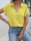 Camisa Casual de Manga Murciélago con Botones Frontales
