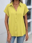 Camisa Casual de Manga Murciélago con Botones Frontales