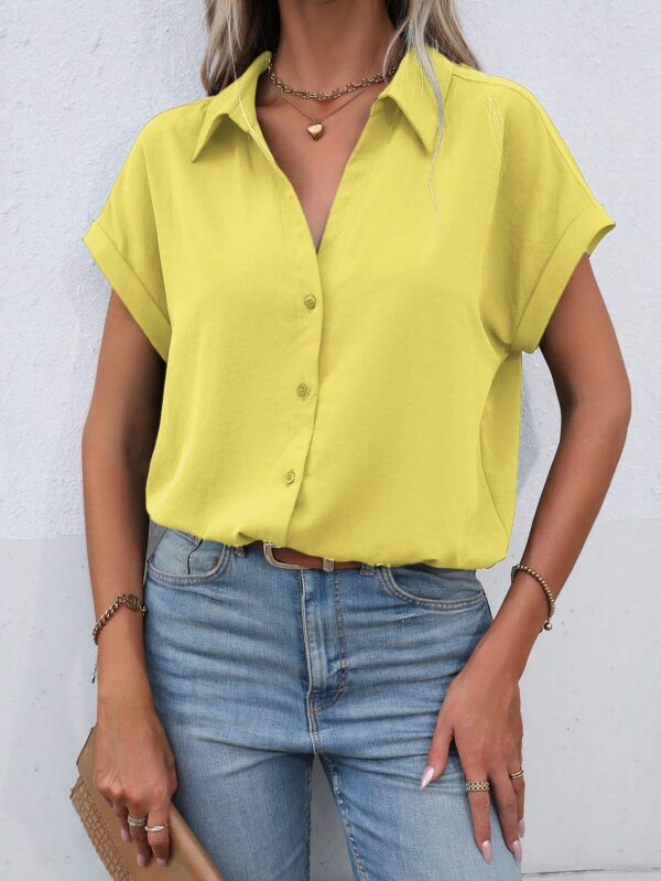 Camisa Casual de Manga Murciélago con Botones Frontales - Image 84