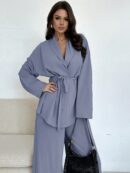 Set Elegante y Casual de Shacket y Pantalón con Cinturón