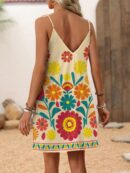 Vestido Mini Casual con Estampado Floral y Tirantes Espaguetis