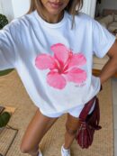 Remera Casual de Manga Corta con Estampa de Letras
