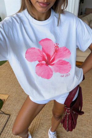 Remera Casual de Manga Corta con Estampa de Letras