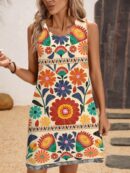 Vestido Bodycon sin Mangas con Estampado de Moda