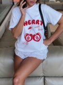 Remera Casual de Manga Corta con Estampa de Letras