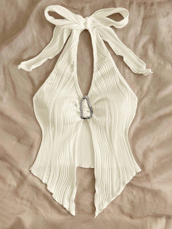 Camisola Negro Elegante con Hebilla Metálica y Dobladillo Asimétrico - Image 37