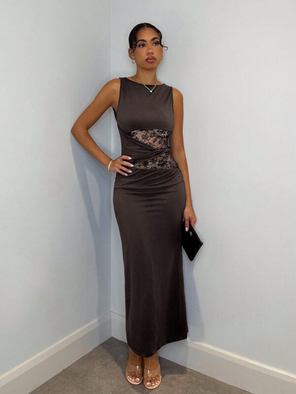 Vestido Largo Elegante con Detalles de Encaje y Abertura - Image 19