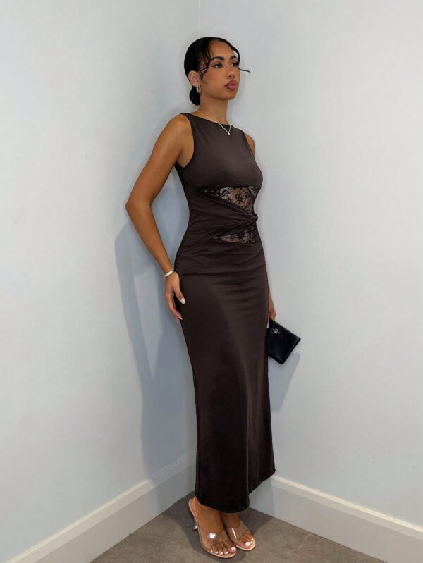 Vestido Largo Elegante con Detalles de Encaje y Abertura - Image 20