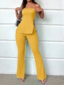 Conjunto Bandeau y Falda Maxi con Abertura Lateral