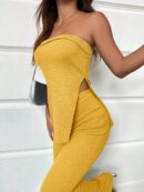 Conjunto Bandeau y Falda Maxi con Abertura Lateral