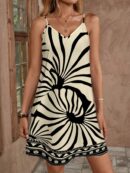 Vestido Mini Casual con Estampado Floral y Tirantes Espaguetis