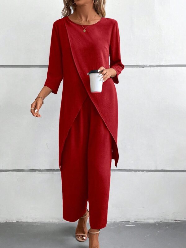Conjunto Casual 2pcs: Top Simple Manga 3/4 y Pantalón Cintura Elástica - Image 13