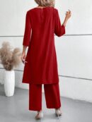 Conjunto Casual 2pcs: Top Simple Manga 3/4 y Pantalón Cintura Elástica